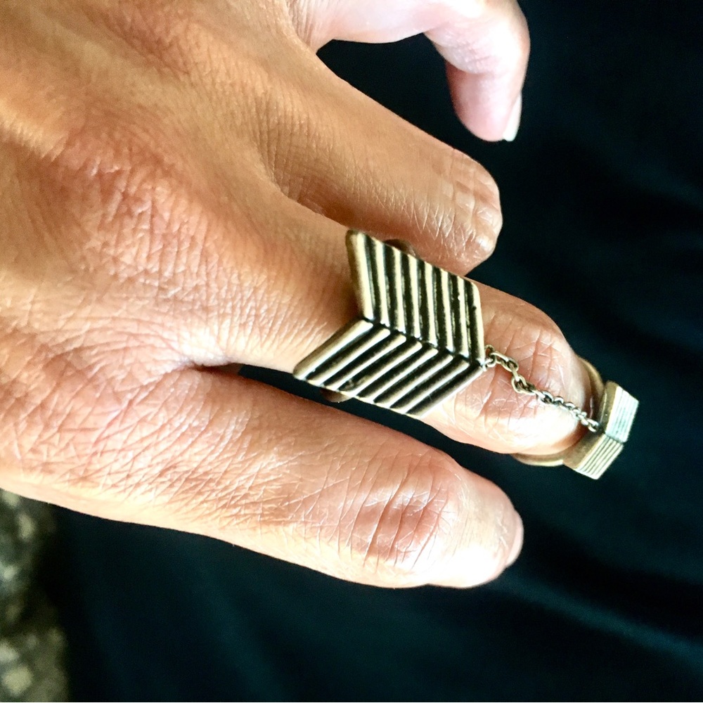 Torchlight Adjustable Dual Chevron Ring With Chai… - image 2